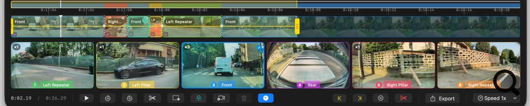 SentryCut Pro Timeline Editor — Multi-camera cuts with frame-accurate trimming